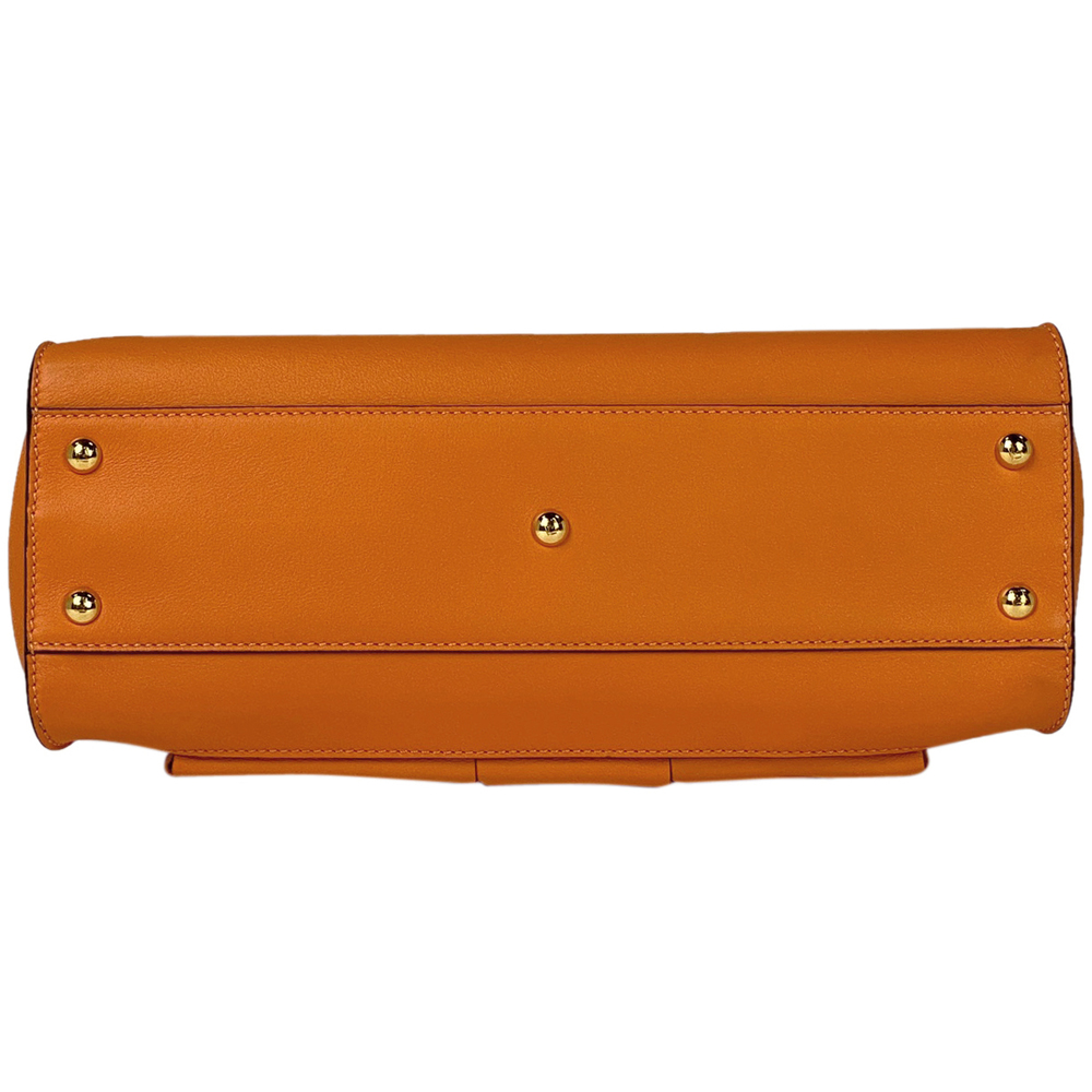 Fendi Peekaboo Regular Leather Shoulder Bag Orange - Picture 4 of 13